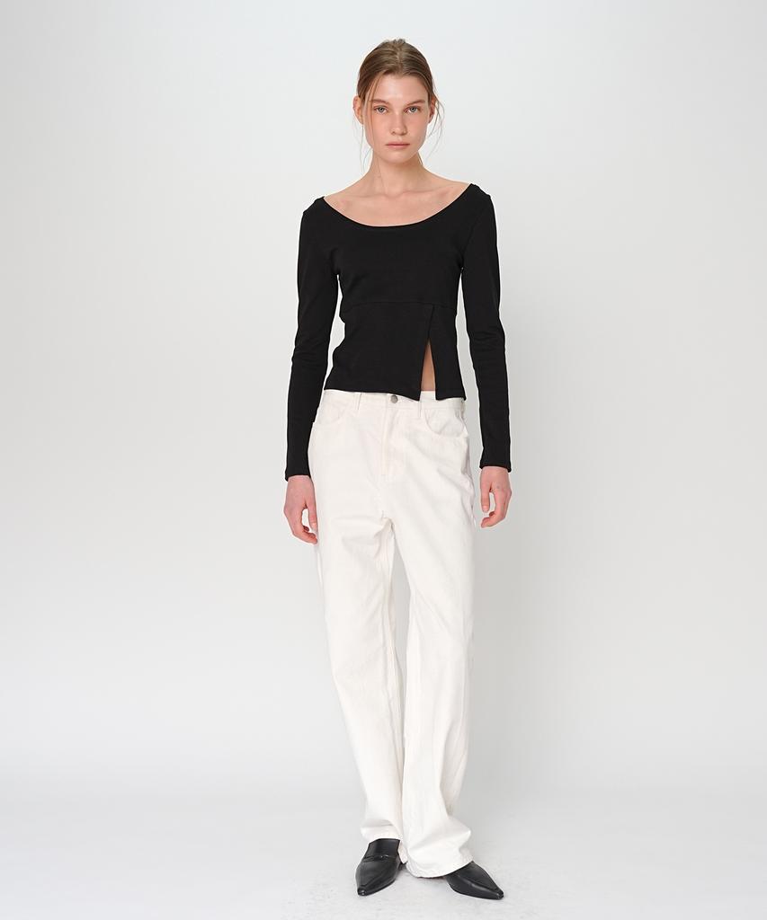 PAUL&ALICE Loose Fit Cotton Pants / White
