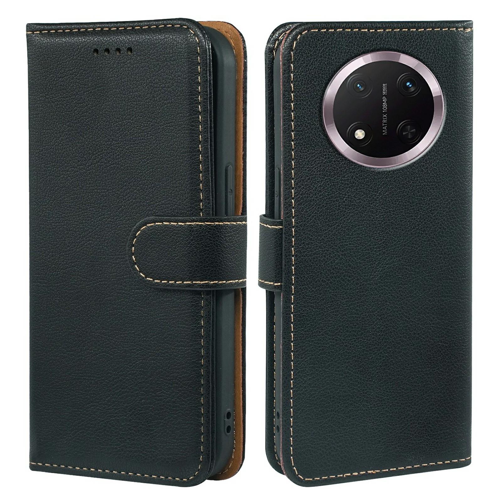 

For Honor Magic7 Lite 5G/X9c 5G/X60 Pro 5G Case RFID Blocking Wallet Litchi Texture Leather Phone Cover Magnetic Clasp Black