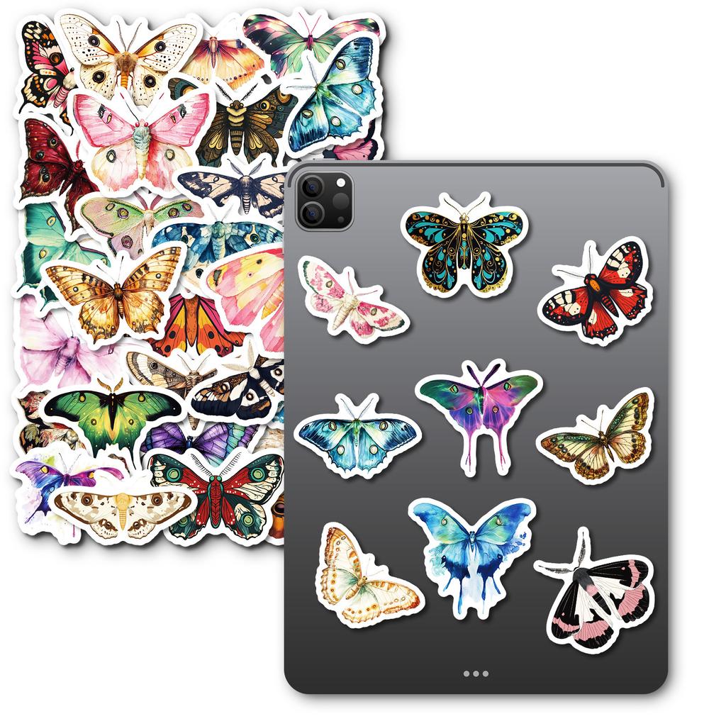 50Pcs Vintage Realistic Butterfly Moth Stickers - Creative Waterproof Decals for Phone Case & Notebook Decor