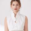 White Detachable Fake Collar V-shaped False Blouse Collar Retro Lotus Leaf Cuffs Female