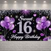 16th Birthday Display Heart Accent Sweet 16 Banner Backdrop Golden Number Sweet Celebration Display For Photo Backdrop Birthday