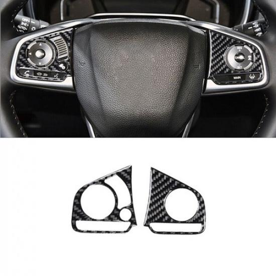 For Honda CR-V 2017- Carbon Fiber Interior Steering Wheel Button Cover Trim