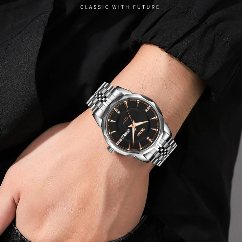 Skmei Fashion Trend Men Watch Waterproof Stainless Steel Calendar Quartz Watch Business Clock Gift Watches for Man