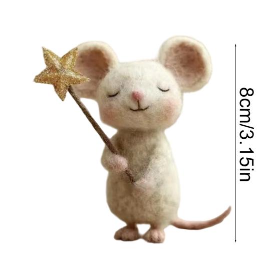 Handgefertigte Filz-Maus-Figur mit Stern Mäuse-Ornament Simulations-Rattenstatue Tierskulptur Heim-Büro-Schreibtischdekoration