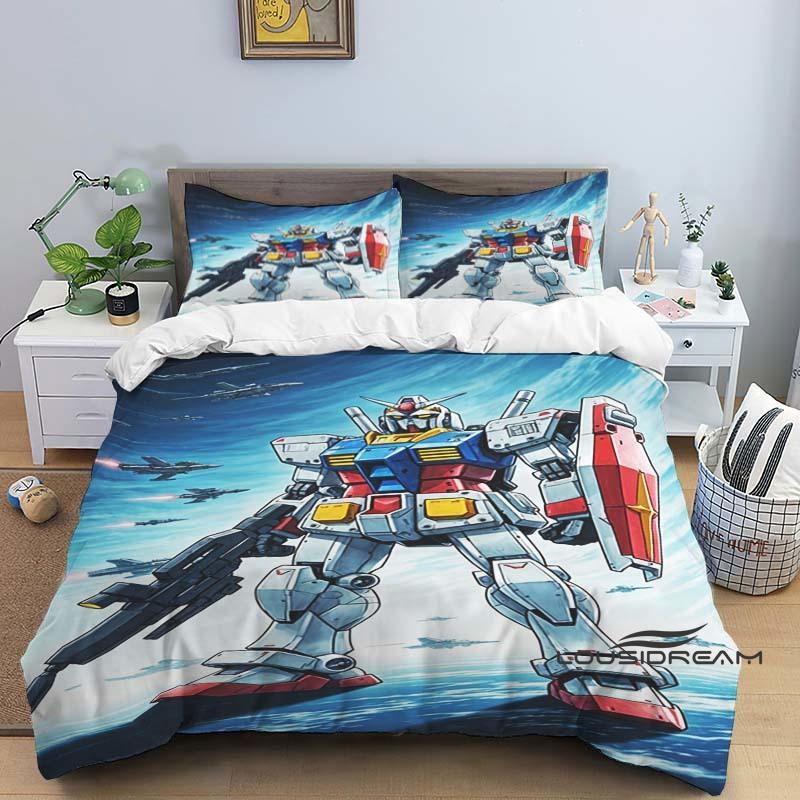Cartoon/Anime Mobile Suit Gundam-Themed Printed Bedding Set: This soft and comfortable set includes a duvet cover and pillowcase