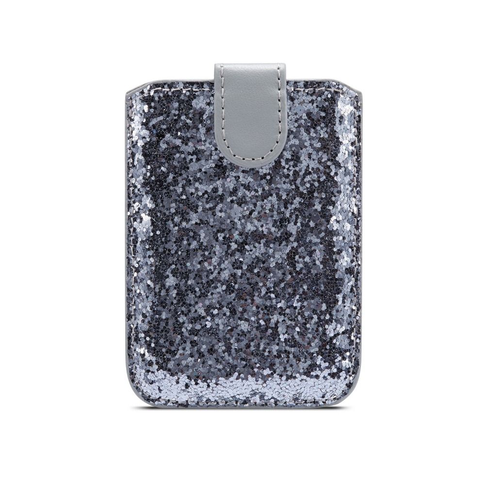 

Клейкая наклейка с пайетками, кармашек для карточек, блестящий чехол-кошелек для мобильного телефона, для женщин серый