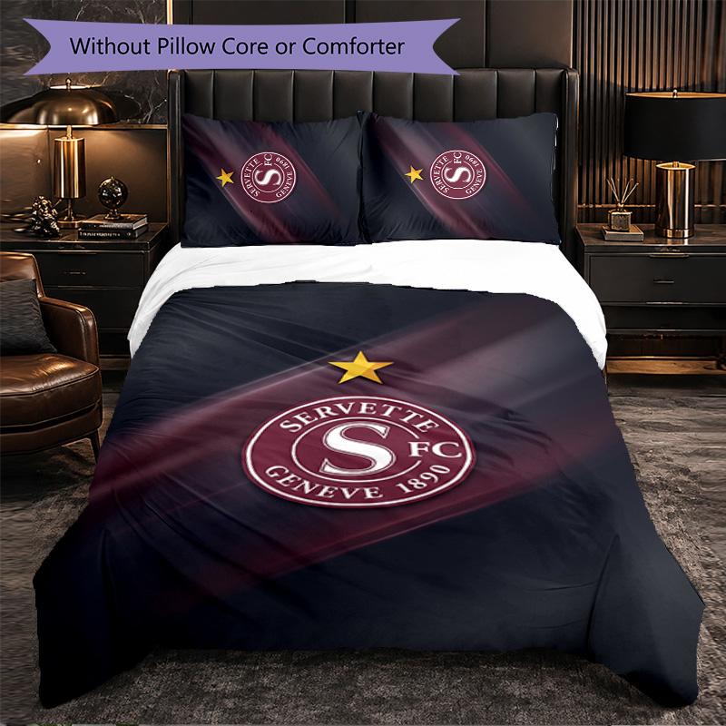 Servette FC Themed Bedding 3Pcs Duvet Cover Set Decorative Bed Linen For Teen Room Home Decoration