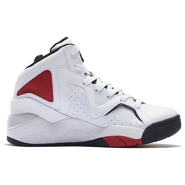 Li Ning Leather Basketball Culture Wear-Resistant Breathable High-Top Retro Basketball Shoes Women Sneakers White Red ABCS066-3