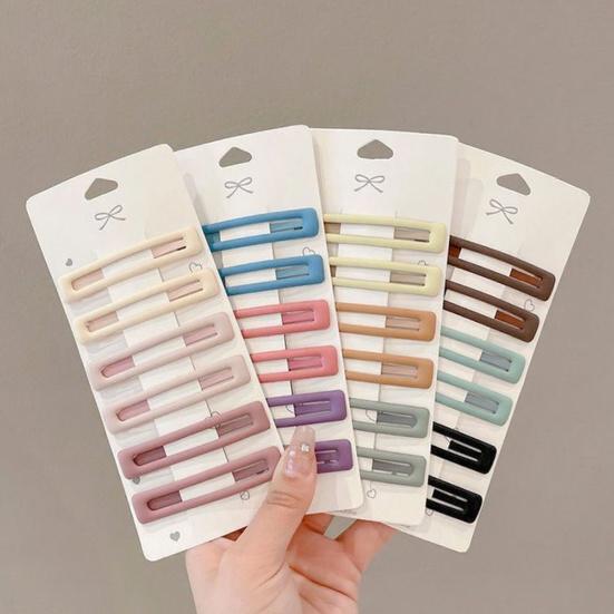 6Pcs Girl Hairpin Matte Color Rectangular Hair Clips Stable Non-Slip BB Clip Face Slimming Versatile Hair Styling Tool