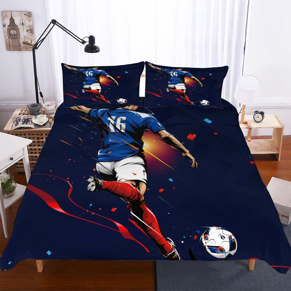 

Постельное белье из микрофибры Футбольные комплекты пододеяльников для мальчика Принт Футбольный пододеяльник Постельные комплекты Набор из трех предметов Мужское постельное белье EU single(135x200cm)