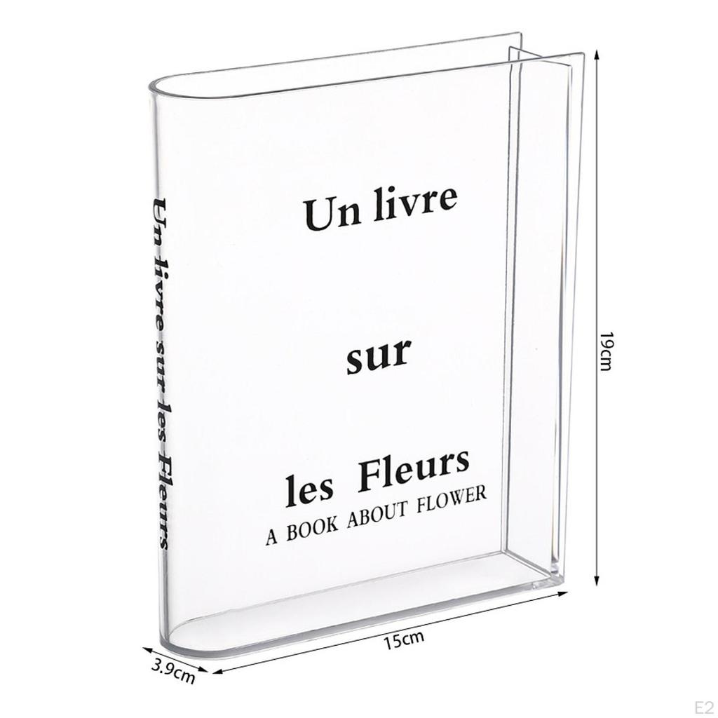Book Shaped Flower Vase Clear Nordic Decorative Art for Office Dining Room Kitchen Bookshelf