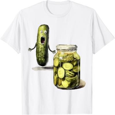 Funny Pickle Surprise A Cucumber And A Jar Of Sliced Pickles T-Shirt(1)
