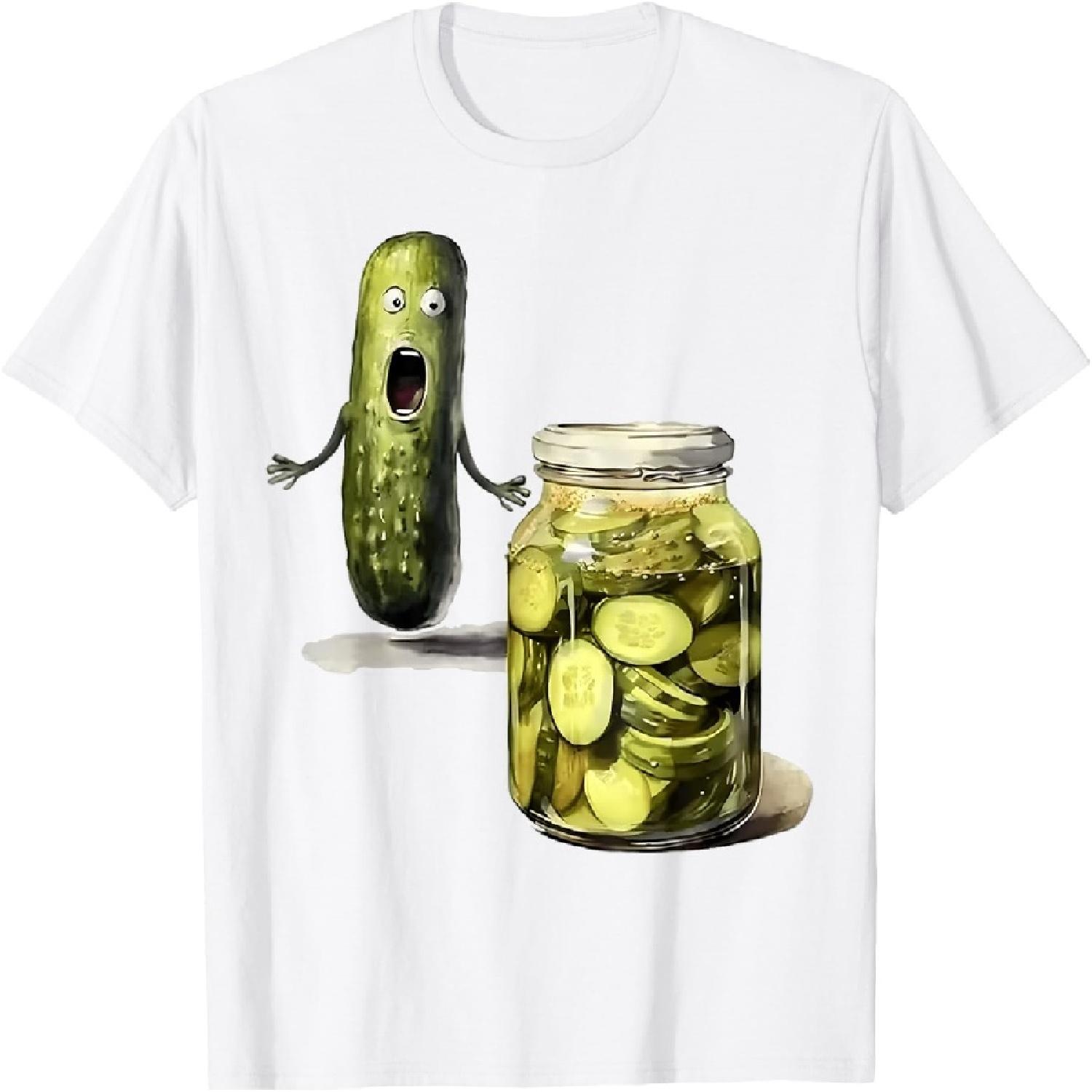 Funny Pickle Surprise A Cucumber And A Jar Of Sliced Pickles T-Shirt(1) XXXXXL белый