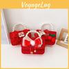 Red Lovely Velvet Tiger Head Handbag For Girls Trendy Crossbody Bag For Kids