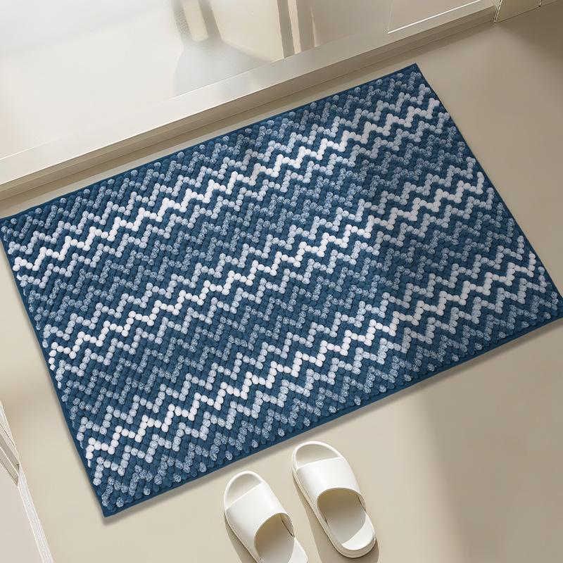 Ripple Texture Chenille Bath Mat, Plush Tufted Bathroom Carpet, Ultra Soft Fast-Absorbing, Rapid-Dry with TPR Anti-Slip Base