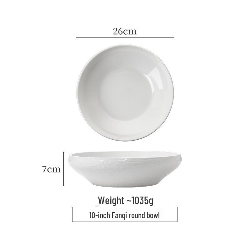 קערת עצם סין עמוקה לבנה אלגנטית: קערת מרק/אטריות/פירות ים למלון ומסעדה - עיצוב לא סדיר ויצירתי