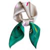Satin Scarf 70x70 - Cream with Lotus Flower and Green Frame
