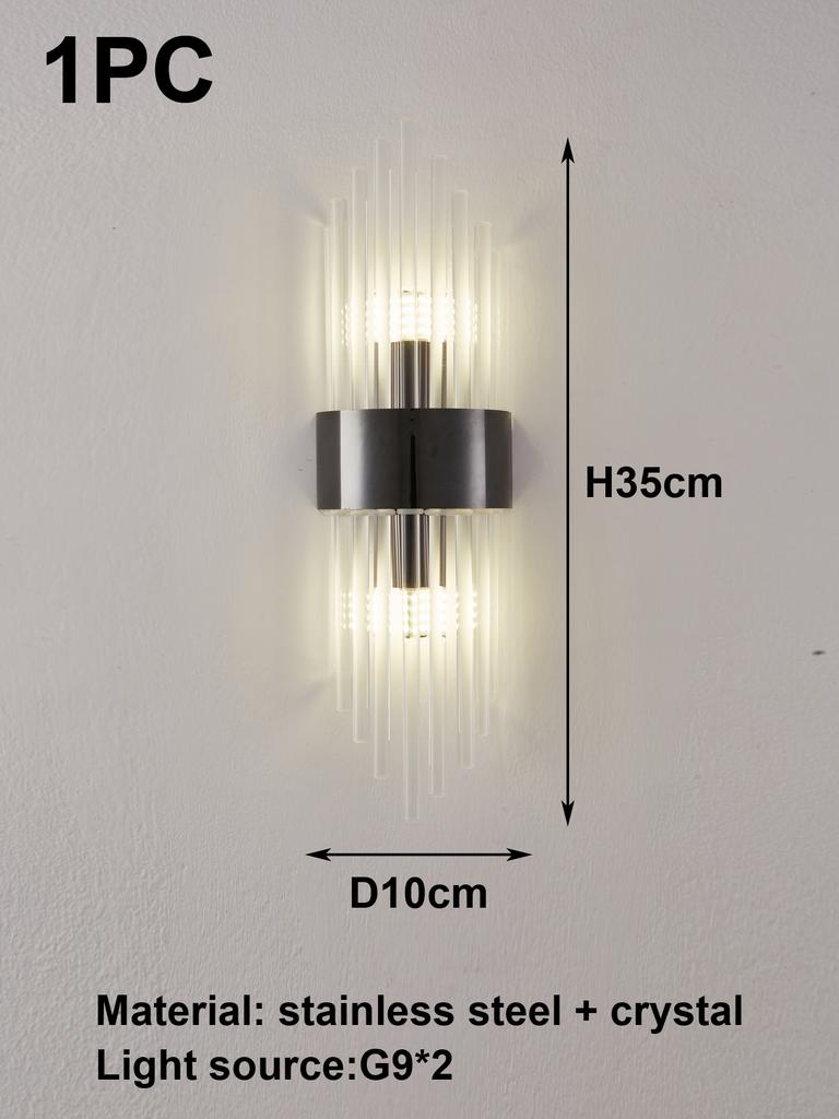 Modern Gold/Black Crystal Wall Light Sconces Stainless Steel Led Lamp for Living Room Bedroom Bedside Corridor Wall Decorations