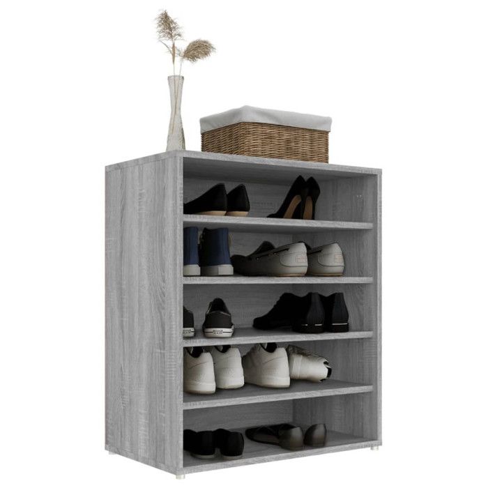 VidaXL Shoe Cabinet Sonoma Grey 60x35x70 Cm Engineered Wood 816015