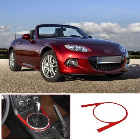 Red Carbon fiber Gear panel shift panel trim for Mazda-MX-5 2009-14