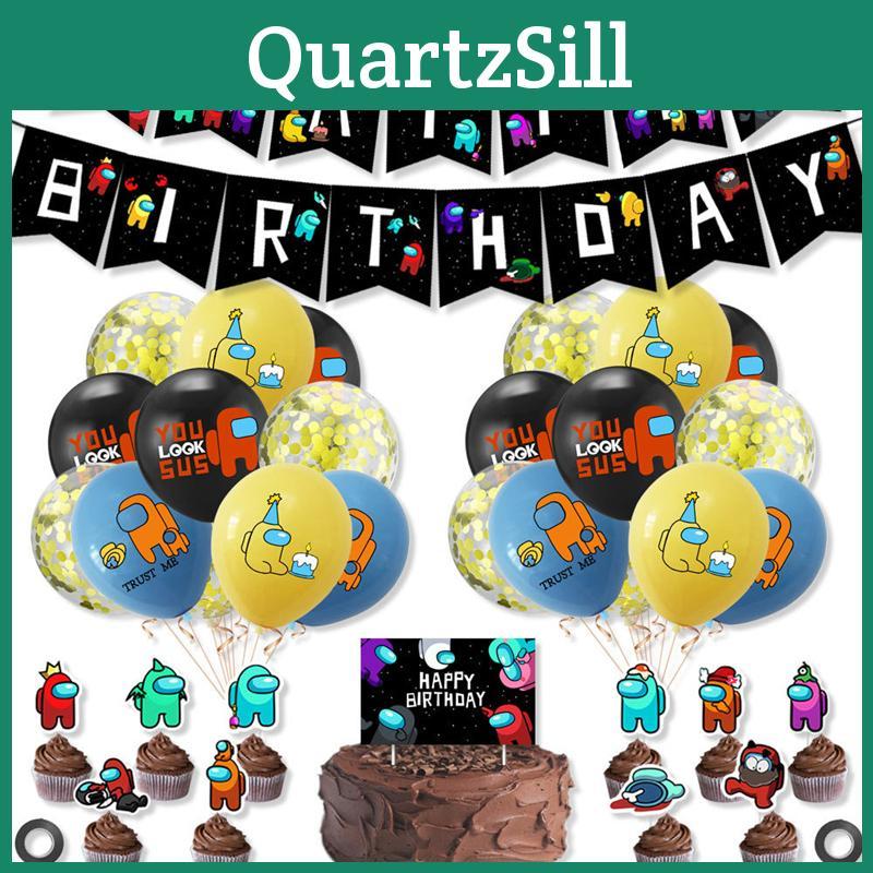 Theme Among Us Birthday Party Decoration Supplies Set Banner Balloon Cake Insert