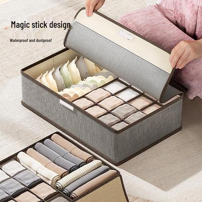 Large Capacity 3-in-1 Drawer Storage Box with Lid and Compartments for Underwear, Panties, and Socks.