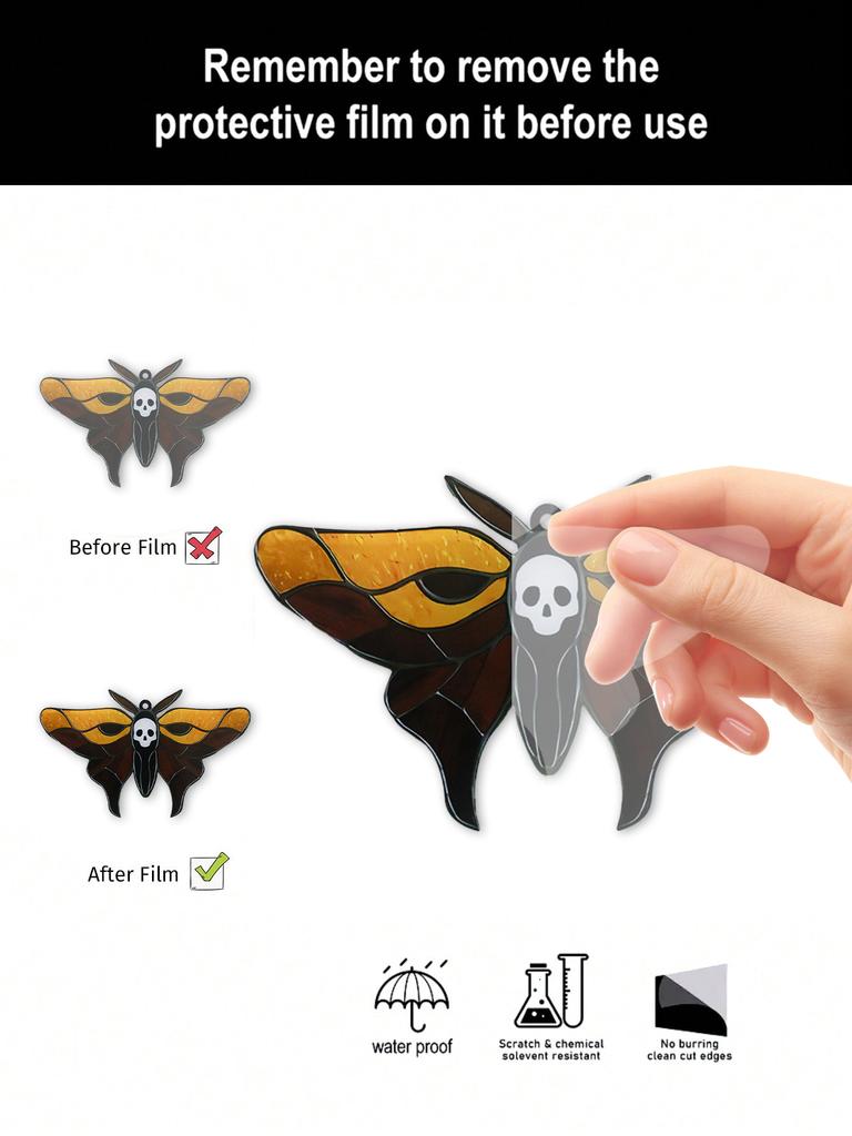 Acryl Halloween Schmetterling & Totenkopf Fensterhänger Sonnenfänger Gotische Motte Form Schlafzimmer Wohnzimmer Wanddeko Anhänger Geschenke