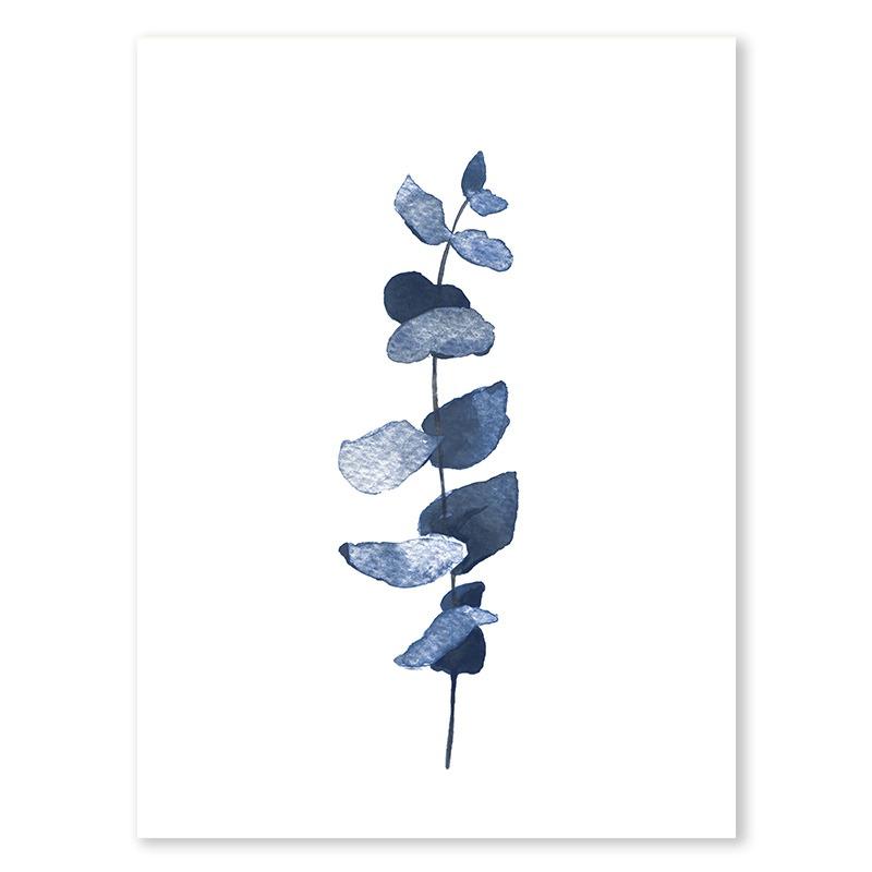 Indigo Blue Botanical Posters Navy Branches Plant Leaves Wall Art Canvas Painting Nordic Living Room Interior Home Decor Mural