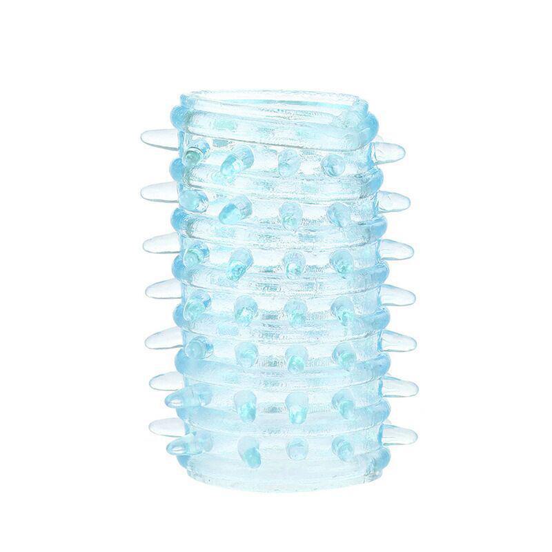 Men's Silicone Crystal Thorn Penis Sleeve - Transparent Spike Design