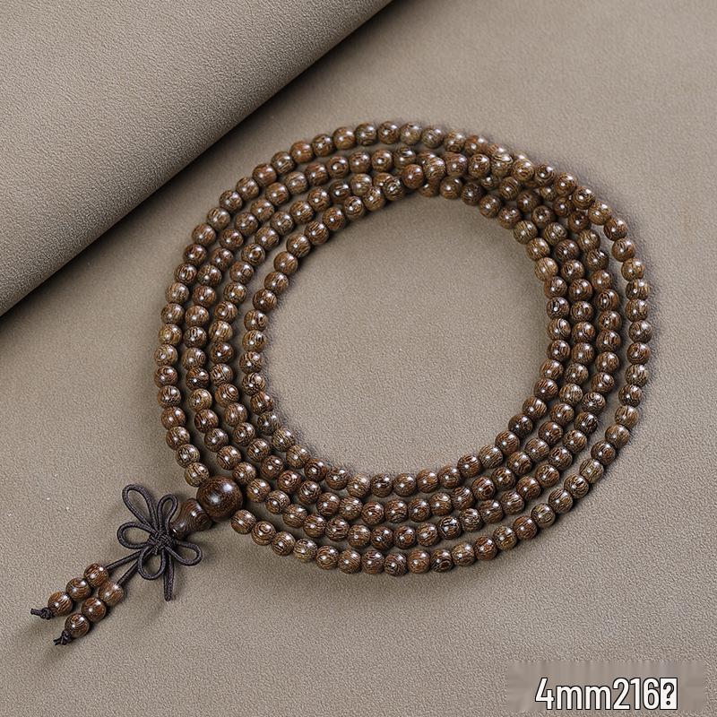 Green Sandalwood 4mm Multi-Turn Buddhist Beads Bracelet for Men & Women, Purple Light Rosary Jewelry
