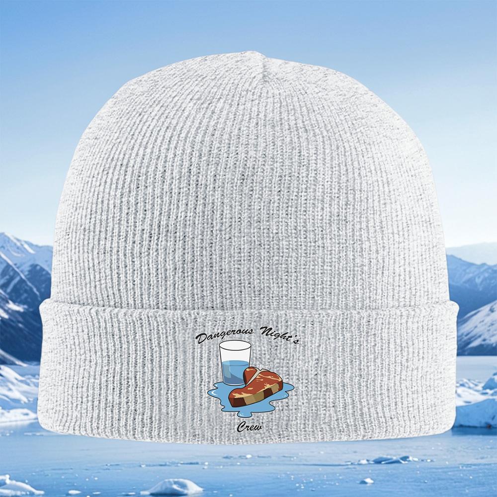 Steak glass water Dangerous Night's Crew Men Women Unisex Knitted Hat Beanie Pullover Cap Winter Thermal Warm Christmas Outdoor