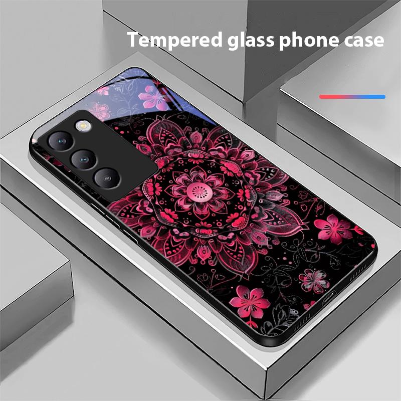 Kolorowy Totem Kwiatowy Dla Y72 33S 11 03 36 96 Lite 35 16 Iqoo 12 V40 SE 5G 29 40 21 30 X80 Pro Vivo Etui na Telefon ze Szkła Hartowanego