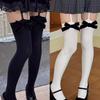 Black White Bowknot Garter Socks Y2K Retro Lace-Up Suspender Stocking Slimming Soft Elastic Tights Cute Girl Jk Lolita Pantyhose