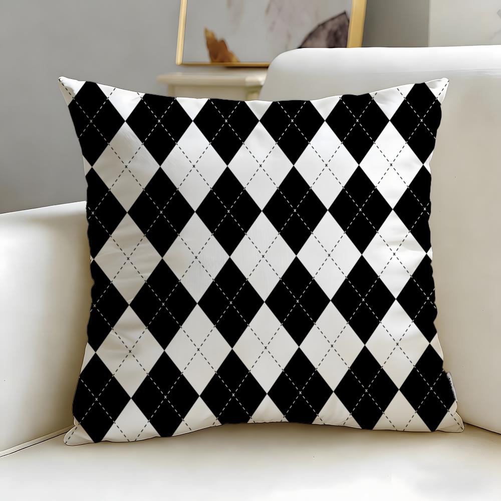 Diamond Pattern Cushion Cover Soft  EasyWash Pillow Case  Versatile for Couch Bed Travel and Office