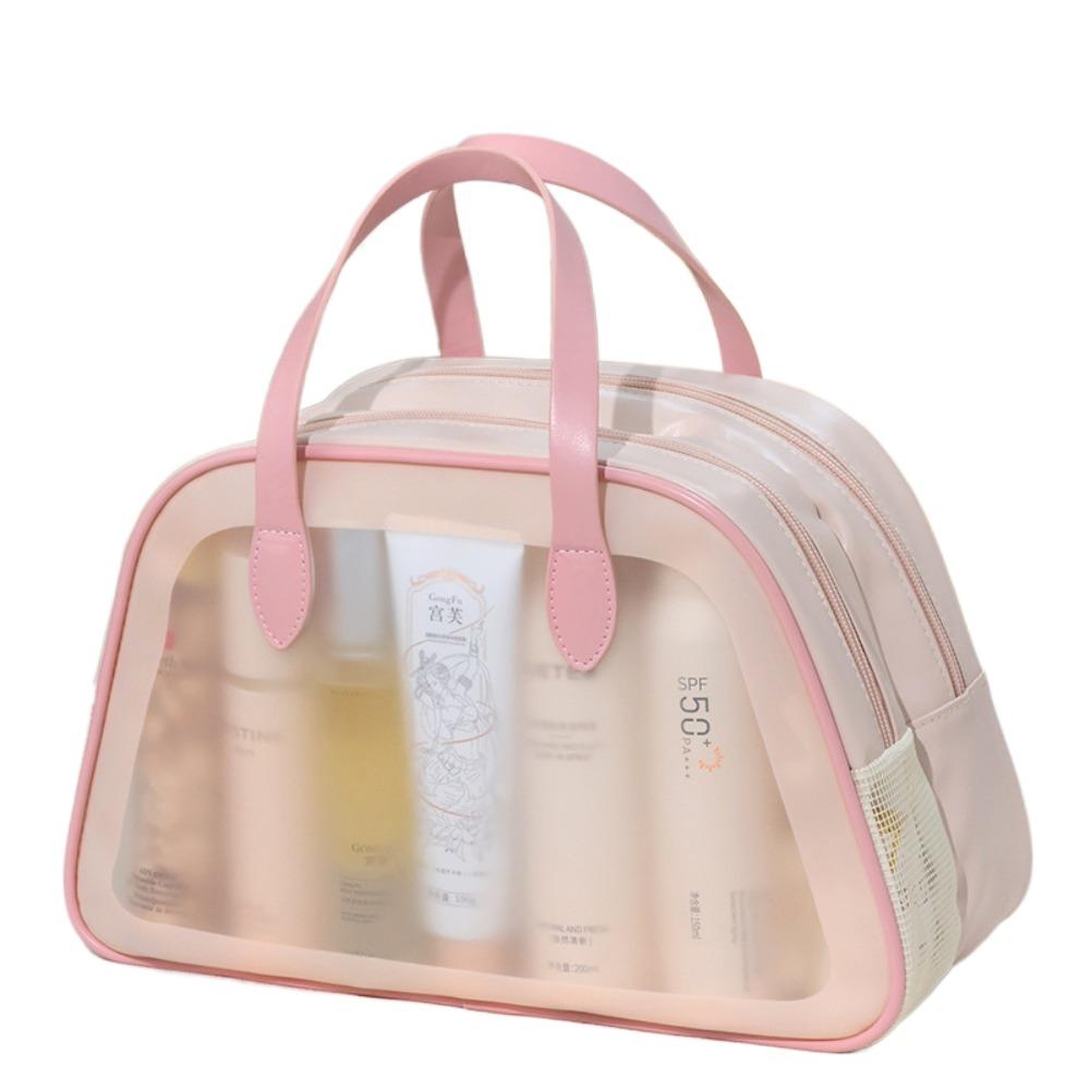 

Transparent Travel Toiletry Bag Double Layer Makeup Storage Bag The Water-sprinkling Festival M розовый