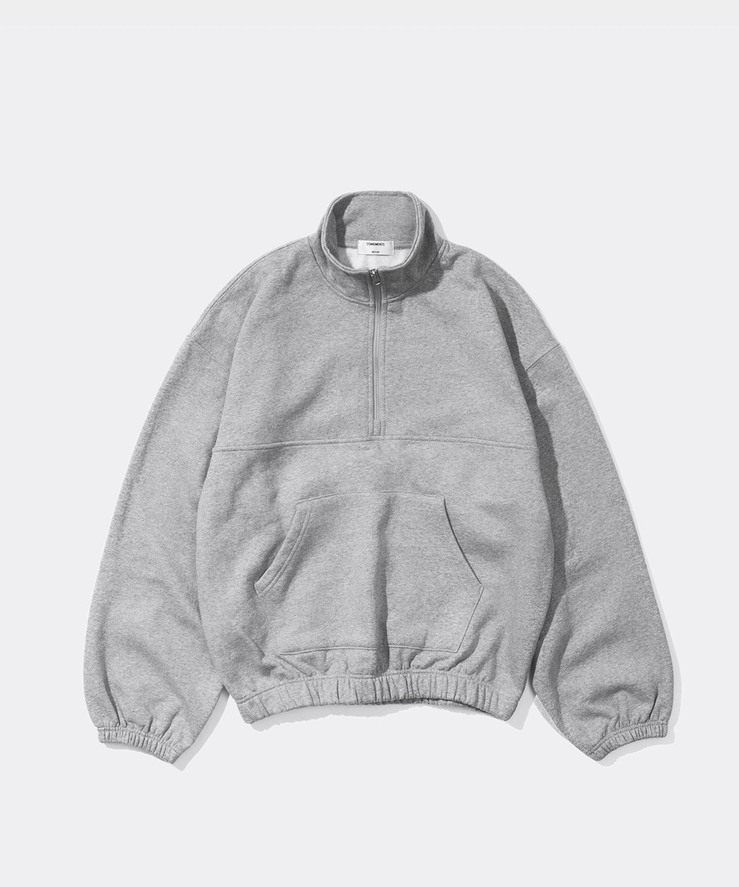 Stand Ments Comfy Half Zip Sweatshirt Heather Gray Large