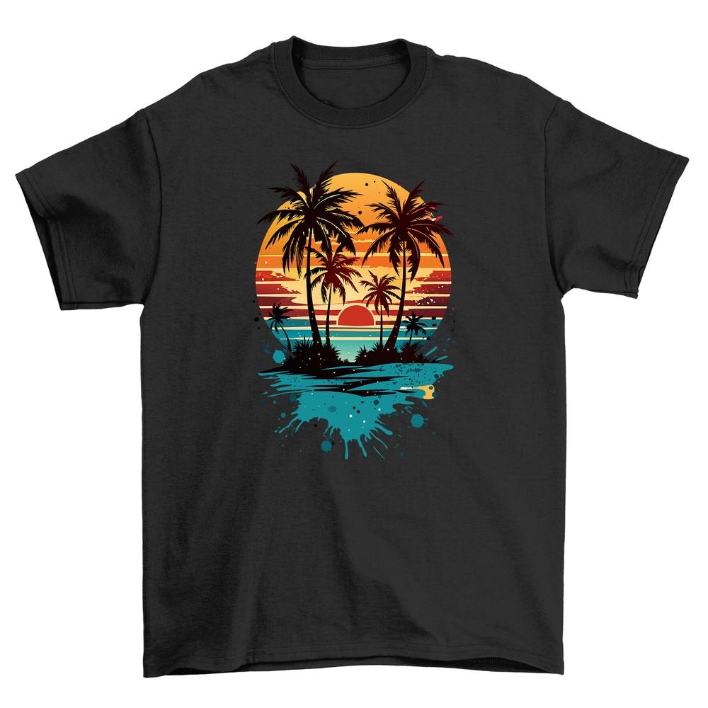 Summer_28 Sunset Feel - Funny Palm Trees T-shirt, 100% Cotton, Unisex Printed De