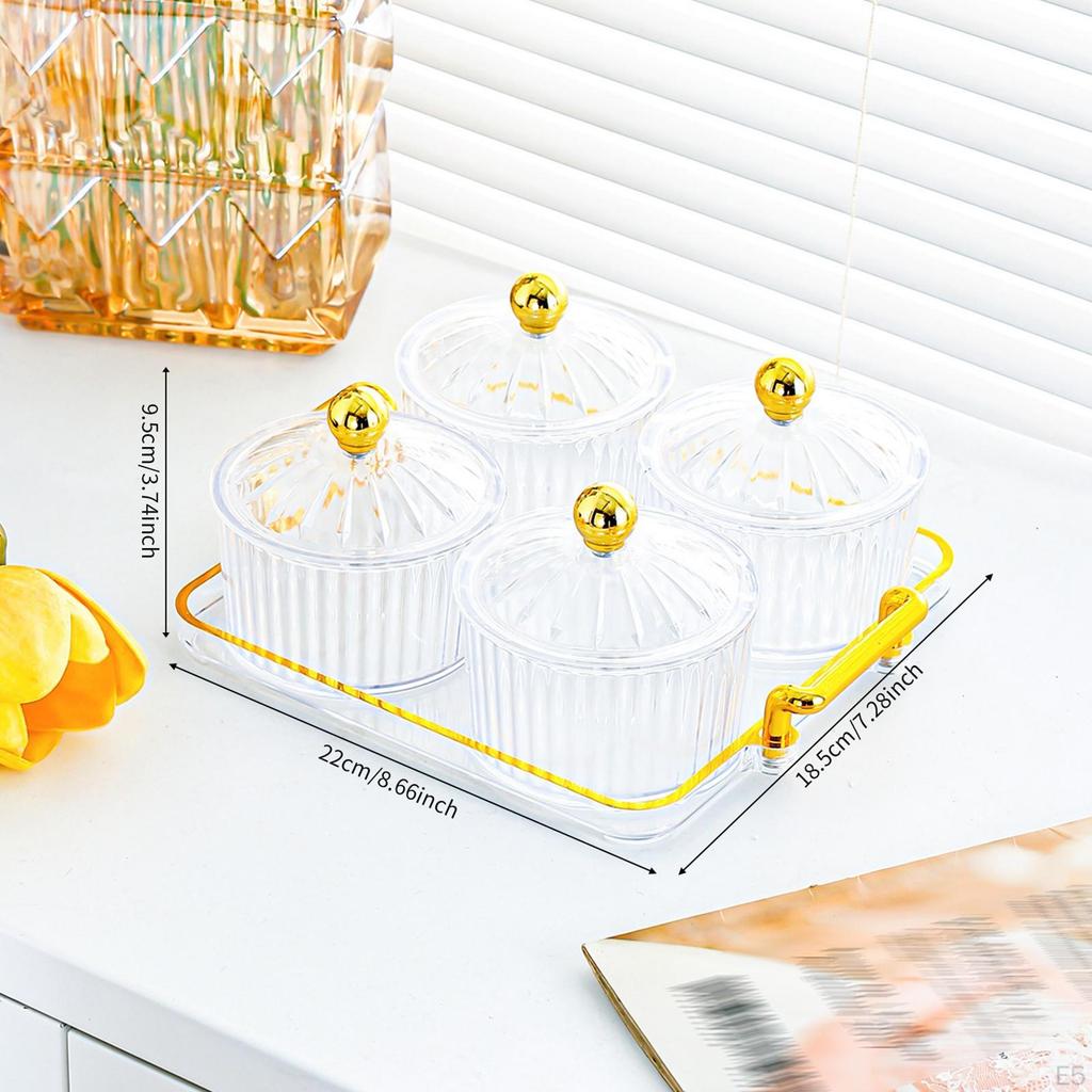 Dried Fruit Snack Serving Tray Dish with Lid Snacks Divided Kitchen Storage Jar