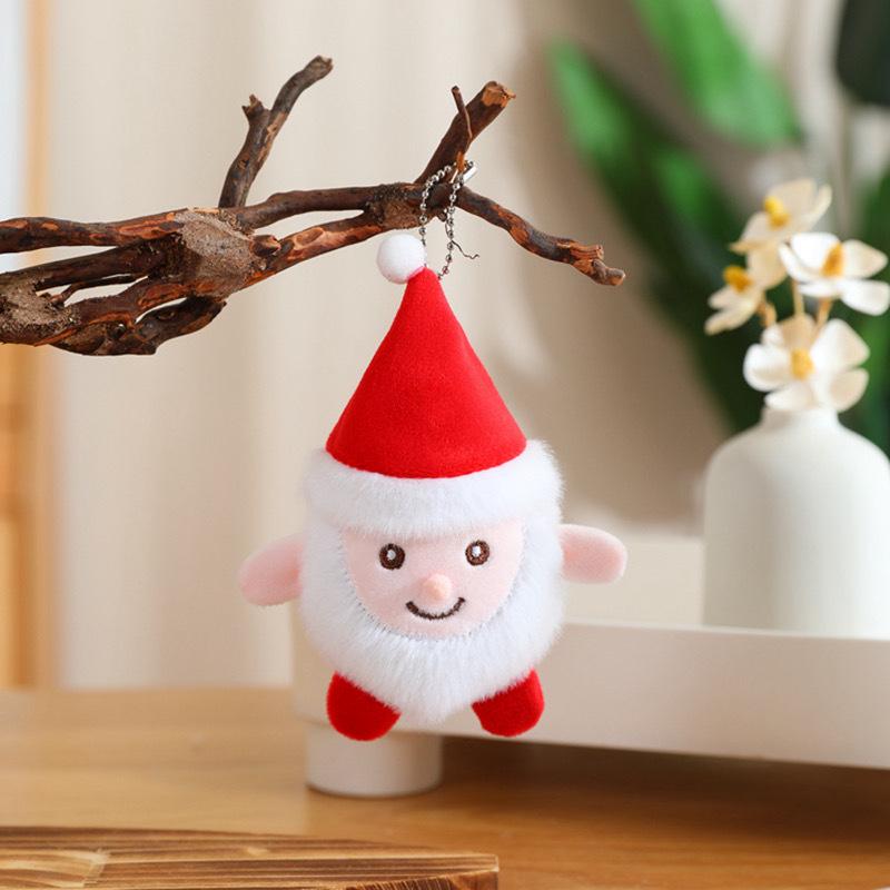 Santa Claus Plush Tree Pendant Keychain Charm