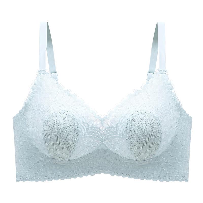 Underwear women's steel rims, big breasts, small bras gather, anti-sagging, sexy lace fixed bra, anti-sagging and seamless
