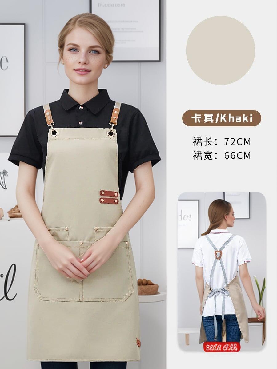 Waterproof Kitchen Apron Perfessional Kitchen Apron Restaurant Shop Waiter Work Uniform Women/Men With Pockets Cleaning Pinafore OneSize хаки