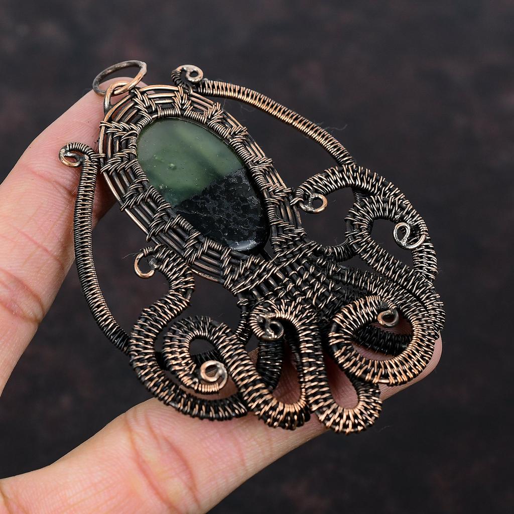 Vasonite Pendant Copper Wire Wrapped Pendant Handmade Octopus Pendant Genuine Gemstone Jewelry Designer Pendant For Gift Copper Wire Jewelry