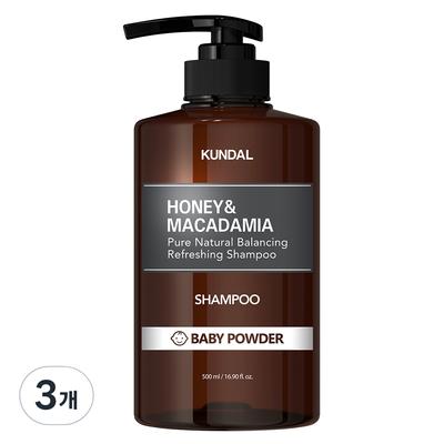 Honey & Macadamia Nature Shampoo Baby Powder Scent, 500ml, 3 Pcs.