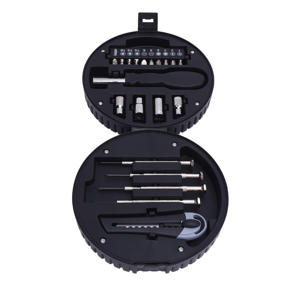 20Pcs Tire Shaped Tool Set with Storage Box Carbon Steel Multifuncitonal Tire Shaped Tool Hardware for Home