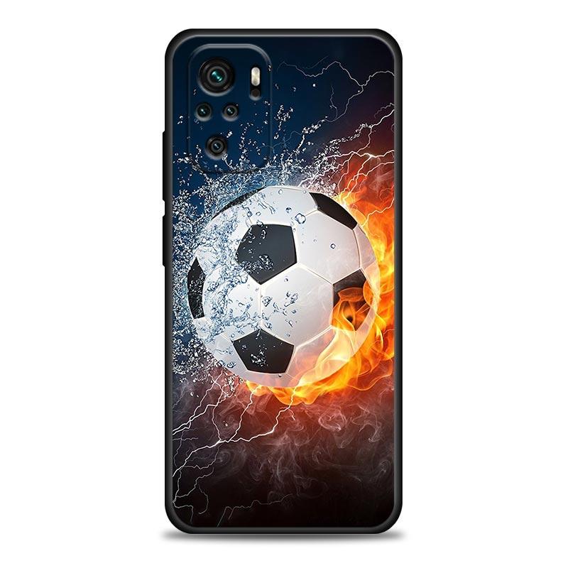 Fire Football Soccer Ball Phone Case For Xiaomi Redmi 15 15C 4G Note 15 14 13 Pro Plus 5G Soft Cover For Redmi Note 15Pro 14PRO