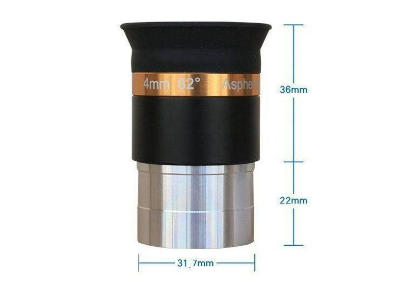 1.25-Inch HD Aspheric Wide-Angle Eyepiece (4-10-23mm, 62°) for Astronomical Telescopes
