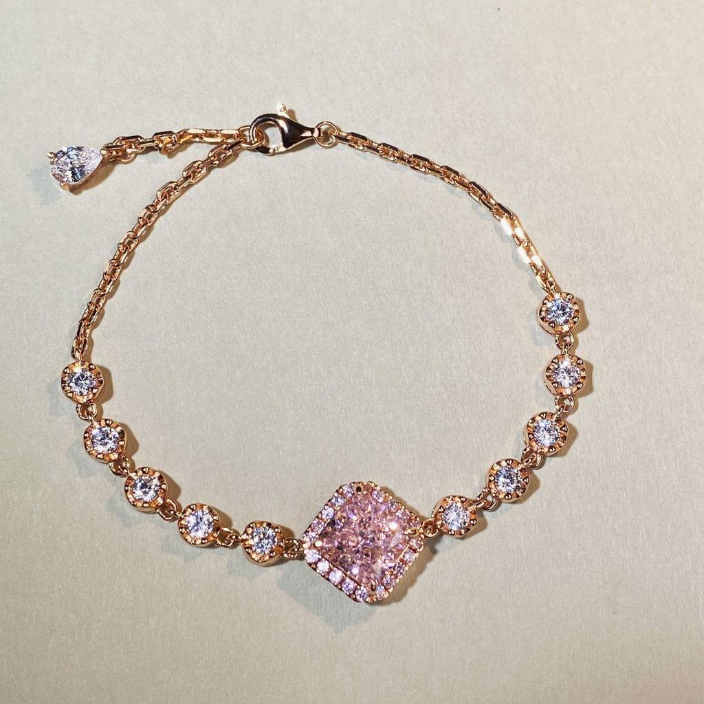 18K Vergoldete S925 Sterlingsilber Eisblumen Rosa Diamant Halskette für Damen