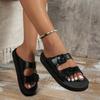 Large size platform slippers women's belt buckle sandals women's