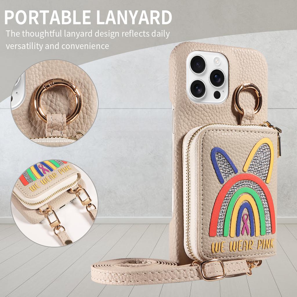 Noctilucent Crossbody Bag Faux Leather Phone Case for IPhone16 15 14 13 12 11 7 8 XS XRSeries Multi-card Slot, Bracket Function