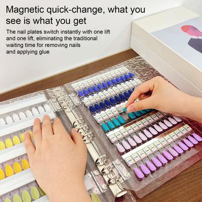 Yousheng Magnetic Nail Swatches Book with 120/180/240 Fake Nails Nail Color Chart Book Professional Nail Art Salon Nail Design Display Booklet